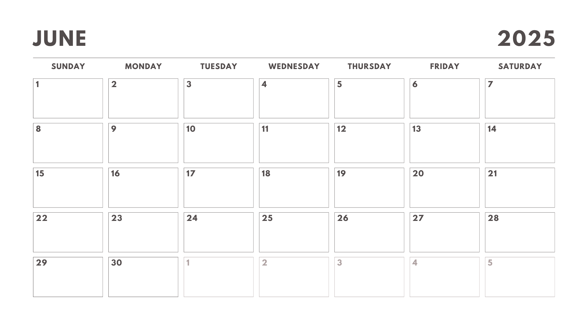 June 2025 Calendar Printable Download Free Editable PDF Blank