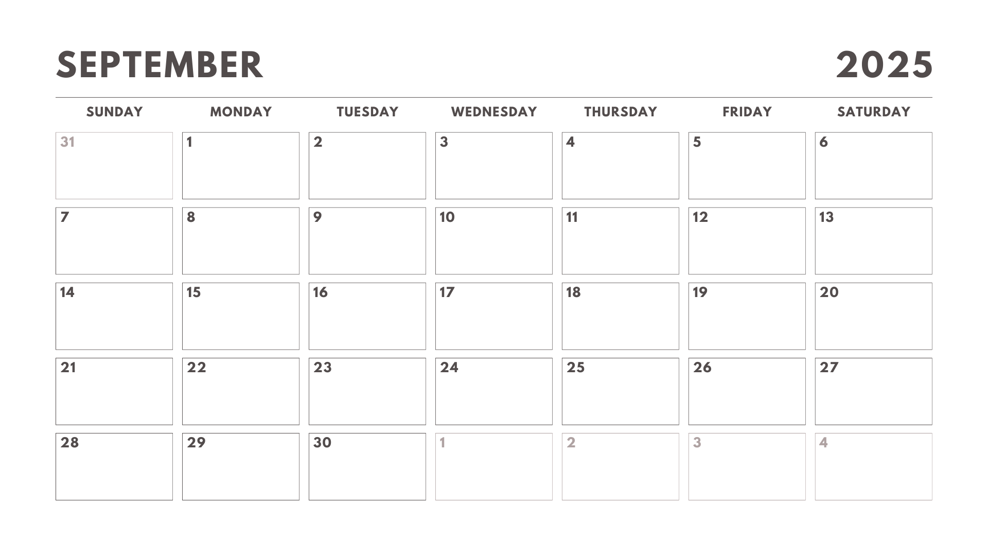 September 2025 Calendar Printable Download Free Editable PDF Blank